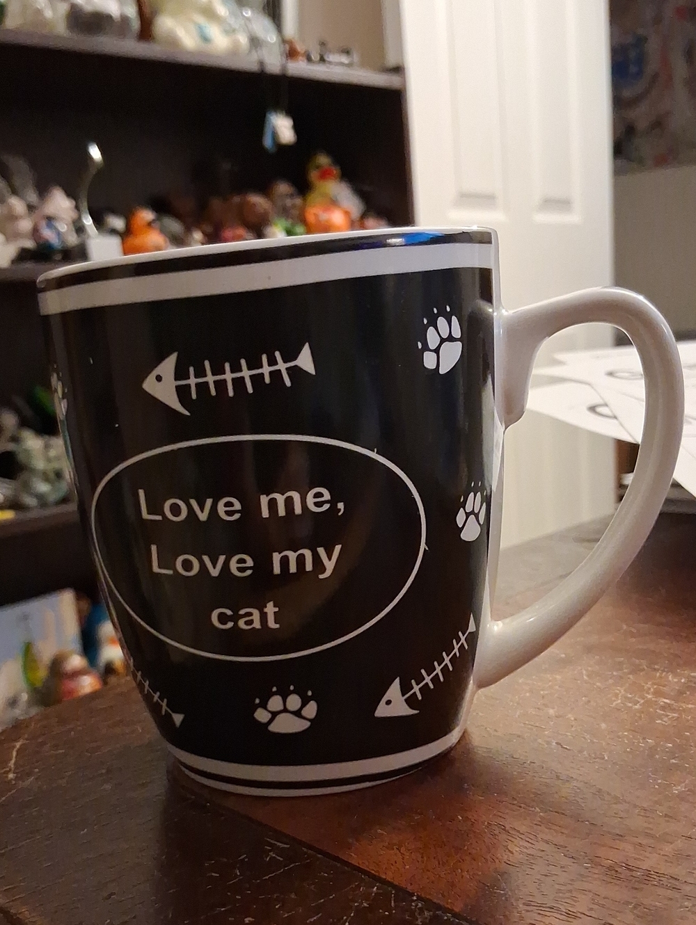 Source Unknown Black and White Cat Paw Ceramic Mug